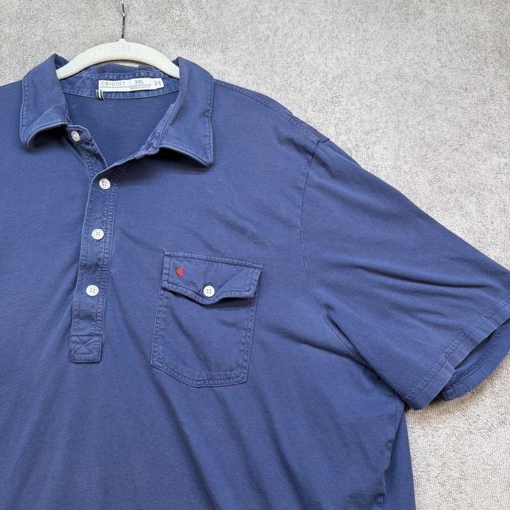 Criquet Players Shirt Polo Pima Cotton Pocket Golf Blue XXL